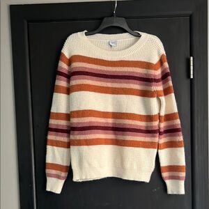 Cozy Casual Crew Neck Sweater in Cream and Orange